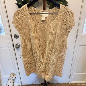 Vintage 90s Maurada Neutral Boho Chunky Open Knit Sweater Cardigan SS 3X 1X 2X